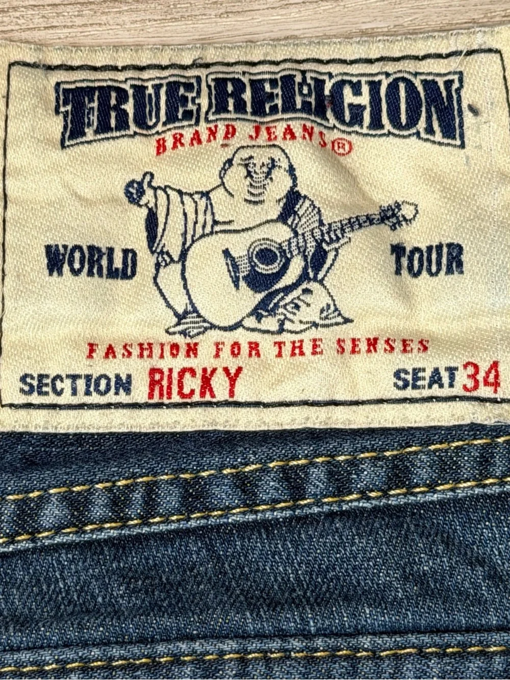 True Religion Ricky Straight Leg Flap Pocket Jeans Mens Size 36 Waist 38-39”